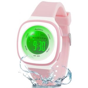 Ayybboo Montre Enfant,7 Lumi&egrave;res de Couleur Montre pour Fille Gar&ccedil;on,Montre Digitale Enfant pour Enfants avec Motif de Chat,3ATM Etanche/Digital/Bracelet Souple pour 4-12 (Weichao-Direct, neuf)