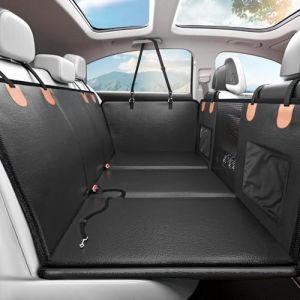 CISSIYOG Couverture pour chien - Pour banquette arrière de voiture - Élargie - Couverture de protection pour chien - Imperméable et résistante aux rayures - Avec protection latérale, fenêtre de (xbdLTD, neuf)