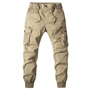 Tomwell Jogging Hommes Pantalon Cargo Surv&ecirc;tement Slim Fit de Sport Jogger Camouflage Mode de Travail Loisirs Casual Workout Avec Poches Zipp&eacute;e C Kaki XS (HSCS Group Inc., neuf)