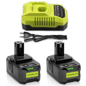 2Pcs 5.5Ah Batterie de Rechange pour Ryobi 18V Batterie P108 avec 3A pour Ryobi Lithium-ION & NI-Mh Chargeur 9.6V-18V BCL14181H Compatible avec RB18L50 RB18L40 RB18L25 RB18L15 RB18L13 (FR-Ibanti, neuf)