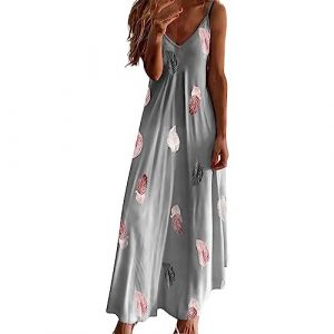 NNGOTD Robe de Soiree Femme Femmes Tank Robe de Travail Chic et Elegant Décontractée Couleur Unie Manche Courte Paire avec Jupe Vêtements Femme Cotton en Line Chemise Maxi Robes Robe Fendue (BAULMD（90% Big Promotion Without Discount Code ）, neuf)