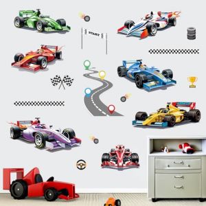 wondever Stickers Muraux Voiture de Course Autocollants Muraux Mural Stickers Véhicules Sport Garcon pour Chambre Bébé Garçon Salle de Jeux (Wondever EU, neuf)