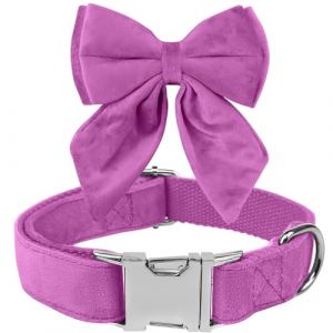 KTWSUEF Noeud Papillon Chiens, Collier pour Chien Velours, Confortable Collier Chien，N&oelig;ud Papillon Chiens Amovible et R&eacute;glable pour Mariages, Anniversaires, Festivit&eacute;s (Rouge ros&eacute;, M) (hubeiguangxinwangkejiyouxiangongsi, neuf)