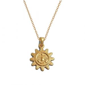 Kritz Collier Femme Soleil Plaqué Or - Pendentif éclat du Soleil et Chaîne réglable - Bijoux Mode Cadeau pour Elle (Soleil Maya) (KRITZ, neuf)