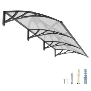 Auvent pour porte d'entrée, 80 x 300 cm, protection UV en polycarbonate – Protège contre la pluie, la neige, pour terrasse, véranda (Guansu-CN, neuf)