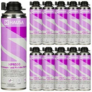 HAUSA Nettoyant pour Mousse PU et Pistolet pour mousse expansive HPR500 Détergent Dégraissage de Surfaces Métalliques Utilisation Professionnelle Nettoyage Laveur de Pistolets 11 x 500 ml (hausa.gmbh, neuf)