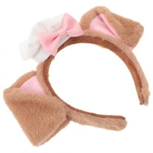 Healifty Serrage- Oreilles de Chiot en Peluche Marron avec Rose Accessoire Cosplay Chien pour Femmes et Adolescentes Bandeau Doux et L&eacute;ger pour F&ecirc;te D&eacute;guisement et Photomaton (Madonna Tied, neuf)