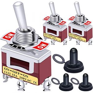 Taiss/3pièces interrupteur à bascule robuste avec démarrage pour 20A 125V SPDT 3 positions interrupteur à bascule ON-OFF-ON + 3pièces couvercle étanche Ten-1122 + MZ (zhi-yuan, neuf)