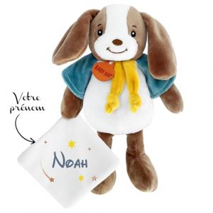 KDO MAGIC - Doudou personnalisé - Personnalisable avec Un prénom - Peluche personnalisée - Cadeau Naissance, garçon, Fille, bébé, Anniversaire (Étoile, Chien) (KDO-MAGIC, neuf)