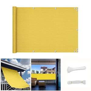 QINGLV Brise Vue 70x1000cm Brise-Vue pour Balcon Opaque Imperméable Balcon Cache Vue avec Attaches De CâBle Et Cordons -Jaune (YuLinASiYaKuaTouShangMaoYouXianGongSi, neuf)
