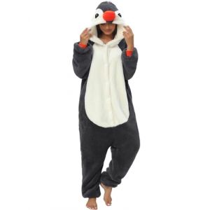 LATH.PIN Pyjama Combinaison Panda Unisexe Adulte Animal Onesie Cosplay Halloween Carnaval Costumes Femme Pyjama Animaux Costumes Hiver, Pingouin., XXL (Mescara, neuf)
