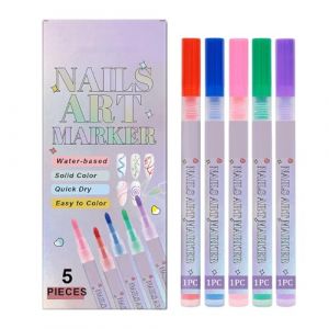 Ensemble De Stylos Graffiti Pour &ndash; 5 Stylos &Agrave; Pointe Vibrante &Agrave; S&eacute;chage Rapide | Marqueurs D'ongles Imperm&eacute;ables Et R&eacute;sistants &Agrave; La D&eacute;coloration | Pointe Fine Pour La Conception 3D, La Peintu (fuxuebaoms, neuf)