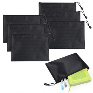 6 Pièces Pochettes de Dépôt A5, 24x18 cm Pochette Bancaire Billet, Portefeuille Multifonction avec Fermeture Éclair, Pochette Bancaire Étanche pour Argent, Documents pour Voyage Quotidien, Noir (XINSURANDZ, neuf)