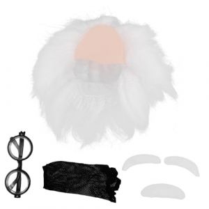 DEARMAMY Postiche Scientifique Extravagante Blanche Barbe Et Sourcils, Accessoire Cosplay Pour Adultes, Postiche Synthétique Respirante, Déguisement Scientifique Pour Halloween Et Soirées à Thème (Liiane, neuf)