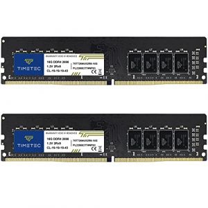 Timetec Kit de 32 Go (2 x 16 Go) DDR4 2666 MHz PC4-21300 sans ECC sans tampon 1,2 V CL19 2Rx8 double rang 288 broches UDIMM Module de m&eacute;moire RAM de bureau (2 x 16 Go) (Timetec Europe, neuf)