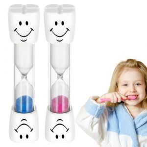 RAZKEF 2 Pièces Sablier pour Brosse à Dents pour Enfants Sablier 3 Minutes de Rose et Bleue Convient pour la Cuisine Le Bureau Les Jeux Le Sablier Brossage Dents Enfant (iukone, neuf)