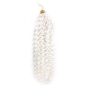 HUFFA Extensions de cheveux synthétiques ondulés bouclés à l'eau de 14 pouces et 100 g, boucles afro, boucles crépues, boucles africaines, tresses au crochet en vrac(Blanc) (MAOXINBAIHUO, neuf)