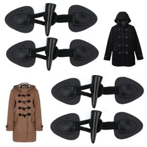 Xinlon 4 Paires Boutons de Fixation en Corne, Cuir Corne &agrave; Bascule Boutons, Boutons en Corne de Boutons &agrave; Coudre pour Bricolage V&ecirc;tements Couture D&eacute;coration Accessoires (Noir) (Xinlongyi-Bin, neuf)