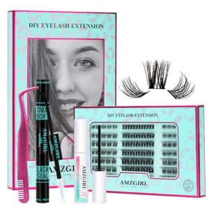 Kit d'extension de cils DIY - Kit de 144 extensions de cils avec fixation et sceau - Pince &agrave; &eacute;piler pour d&eacute;butants - Extensions de cils personnalis&eacute;es (SMH, 10-16 mm) (AMZGIRL LASH BEAUTY-FR, neuf)