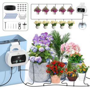 TRJZWA Kit Arrosage Automatique Interieur, USB-C Arrosage Automatique Intérieur avec Minuterie Programmateur et 10M Tuyau D'arrosage Goutte à Goutte, Systeme Irrigation pour Balcons, Plantes en Pot (TRJZWA Gardening Shop EU-BM, neuf)