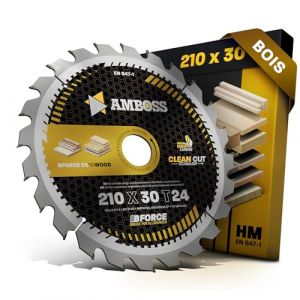 AMBOSS lame scie circulaire 210x30mm (bois) - lame de scie 210 avec 24 dents - lame scie circulaire Ø 210mm - compatible HBM: 210 DeWalt: DWE7485 Dewalt: DCS777T2-QW. Festool. Einhell (Sawblade King, neuf)