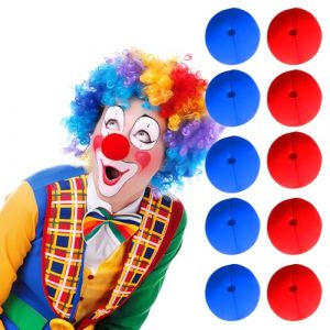 QGK 10 Pièces Nez de Clown Rouge et Bleu, Clown Costume Boule d'éponge, Cosplay, Accessoires de Fête, Cirque, Halloween, Noël, Cirque-Nez Amusant (hulingle, neuf)