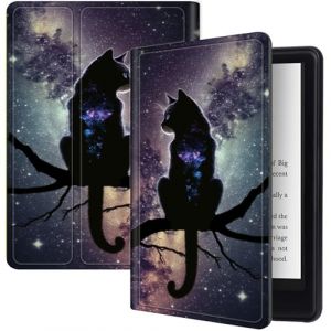 Étui pour Kindle Paperwhite 12{^>e<^} génération 2024 (7") et Kindle Colorsoft Signature Edition 7" avec nébuleuse chat, support pliable multi-angles de vue avec mise en veille et réveil automatiques (BWEGRHE, neuf)