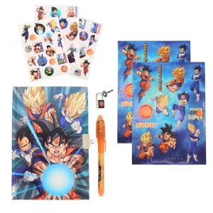 Dragon Ball Z Ensemble de Papeterie, Comprenant Un Carnet, Stylo, Autocollants et Un Cadenas avec Cl&eacute;s, Ensemble de Papeterie Cadeau pour Enfants (La Esencia, neuf)
