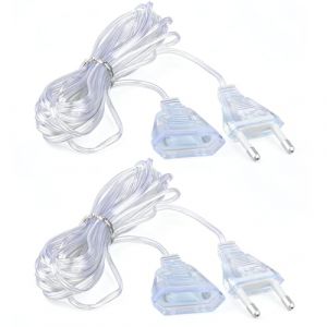 2 Pcs Rallonge Transparente 5m, Rallonge Electrique Fil Petite C&acirc;ble d'extension Prise Europ&eacute;enne Plat de Prise Euro 220V 1W pour Lanternes Lumi&egrave;re Faible Puissance LED Utilisation Ext&eacute;rieure (LiuLanFen, neuf)