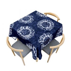 Surwin Nappe Carr&eacute;e, Nappe Rectangulaire Anti Tache - Effet Lotus, Style Boh&egrave;me Lavable Housse de Table en Polyester pour Maison, de Restaurant, de caf&eacute; et Jardin (Bleu,200x200cm) (Yiwin, neuf)