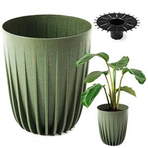 Konzept 11 Pot de fleurs haut de 30 cm de diamètre, grand pot pour extérieur, balcon, cache-pot avec insert, vert, pot de palmier (KONZEPT GmbH, neuf)