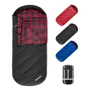 KingCamp Sac de Couchage Camping 3-4 Saisons Extra Large 220x100 cm Sac de Couchage Adulte Enfant Ultralight Portable Flanelle de Coton Grand Froid pour Trekking Randonnée Extérieur Intérieur Voyage (FamilyCamping EU, neuf)