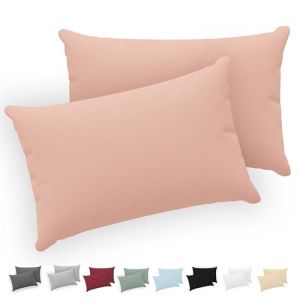 Twinzen® Taie Oreiller 30x50 cm (Lot de 2) - 100% Coton Jersey 150 GSM - Rose - Taie d'oreiller 30x50 cm - Housse de Coussin avec Fermeture Éclair - Certifié Oeko-Tex (BMS France, neuf)