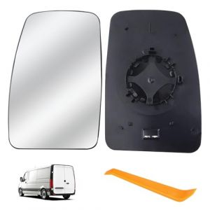 Verre de Rétroviseur Pemplacement pour Renault Master 2010-2021/Opel Movano 2010-2023/Nissan NV400 2010-2021 Chauffant Asphérique avec Plaque de Support Rétroviseur Extérieur Réglable(Gauche) (JUTong, neuf)
