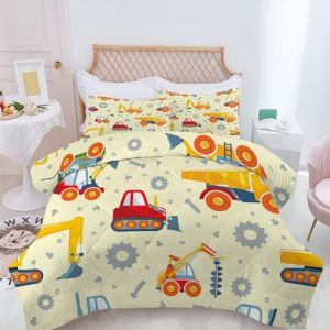 SYHIEGO Couette 200x200 4 Saisons Motif Camion Couette Imprimée Voiture Couette 2 Personnes 200x200 cm avec 2 Taie d'oreiller 65x65, Edredon Réversible Couette sans Housse (Gengz, neuf)