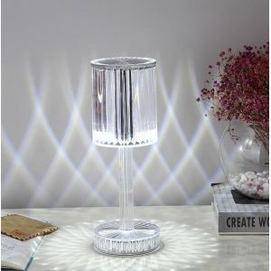 xiao Lampe LED en cristal, lampe de table en cristal diamant 3 couleurs changement de couleur contr&ocirc;le tactile lampe de chevet avec ligne USB lampe de chevet, Party dinner decor Creative light. (B) (Cong-Ye, neuf)