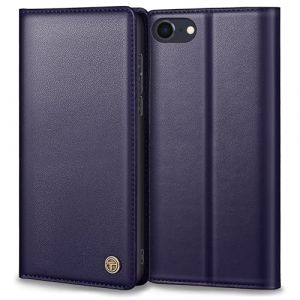 Coque de protection en cuir premium pour t&eacute;l&eacute;phone mobile pour iPhone SE 2022/2020, &eacute;tui pour iPhone SE/8/7, fente pour carte de portefeuille, fonction support, &eacute;tui rabattable pour iPhone SE, bleu (judfkys, neuf)