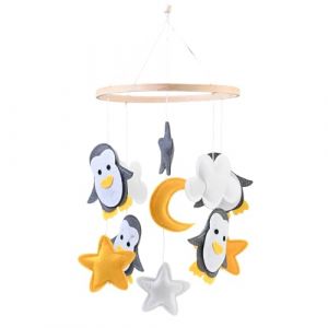 Mobile Lit B&eacute;B&eacute; Feutre Pingouin, &eacute;Toile, Lune, Nuage Decoration Chambre Bebe Stimule Le D&eacute;Veloppement Visuel Pr&eacute;Coce Mobile B&eacute;B&eacute; Pour D&eacute;Corer Les Berceaux, Les Chambres D'Enfants Et Les Salons (kaijiayi, neuf)