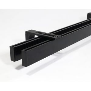 Deco-Raum Tringle &agrave; rideaux de 2 voies sur mesure, rail int&eacute;rieur Loft, fixation murale carr&eacute;e, porte-rideau, tringle pour rideaux de 210 cm, noir (deco-raum, neuf)