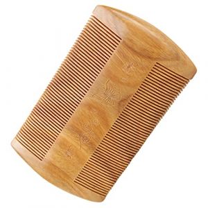 Baluue Peigne à barbe en bois de santal vert peigne à barbe de poche peigne à barbe pour homme brosse peigne à barbe brosse à barbe peignes men peigne coiffant peigne de poche Light Brown (Fortune Luck, neuf)