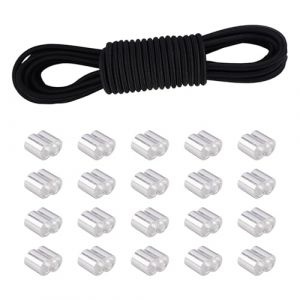 FOGAWA Corde Élastique 8mm x 10m, Expander Corde Noir, Tendeur Elastique avec 20 Manchons Aluminium, Corde Extensible Résistante, pour Bâche, Camping, Bateau, Agricole, Jardinage (FJSMEU, neuf)