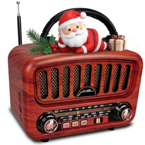 Poste Radio Portable avec Haut-Parleur Bluetooth, AM/FM/SW Petite Radio Vintage avec Haut-Parleur 5W et Bluetooth 5.0 avec Fonction USB/TF/AUX (Rouge) (MuyeStore, neuf)