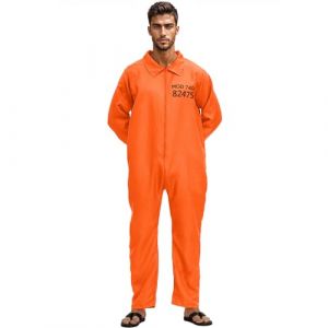 keland Combinaison Prisonnier Orange Costume Prisonnier Deguisement Bagnard Adult Femme Homme (Orange, M-L) (TOOKY, neuf)