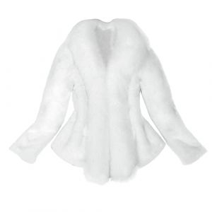 IQYU Manteau en fourrure synth&eacute;tique pour femme - Blanc - Pour mariage - Col en fourrure synth&eacute;tique - Cardigan &eacute;l&eacute;gant - Veste courte en fourrure - Veste d'hiver en fausse fourrure, Blanc., Large (Ru-xei, neuf)