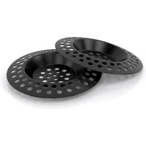 AFBLUSSHELD Set de 2 Tamis d'écoulement en Acier Inoxydable - Tamis de Luxe pour lavabo - Tamis pour Cheveux Douche - Tamis d'écoulement Cuisine & Douche - Tamis d'écoulement (Noir) (amalix GmbH, neuf)