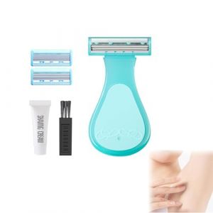 QUHUOYAO Rasoir d'épilation sous les aisselles, rasoirs de bikini, rasoir pour femme pour zone sensible des aisselles, rasoir de bikini avec rasoir + 2 lames + crème à raser, rasage lisse (vert) (QUHUOYAO, neuf)