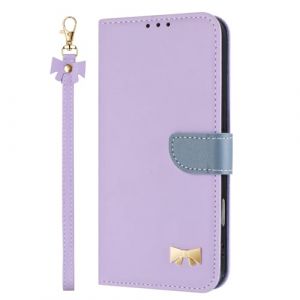 TAUYN Coque pour Honor X5c Plus, PU Cuir Flip &Eacute;tui Anti-Chocs TPU Prot&eacute;ger Housse, Emplacement pour Carte & Support Fonction, avec Cordon -Violet (Kuaigu, neuf)