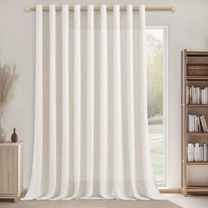 CUTEWIND 1 Pi&egrave;ce Rideau Salon Voilage Ivoire Blanc Grande Largeur 300x245 CM pour Porte Fenetre Chambre Adulte Baie Vitr&eacute;e Rideaux Voilage Int&eacute;rieurs Effet en Lin Translucide &agrave; Oeillets (CUTEWIND HOME, neuf)