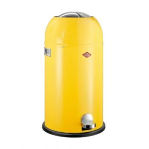 Wesco Poubelle Kickmaster de couleur jaune, t&ocirc;le d'acier rev&ecirc;tue par pulv&eacute;risation, amortisseur int&eacute;gr&eacute;, volume de 33 litres, grande ouverture (KILEAN, neuf)