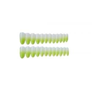 Lot de 24 patchs longs verts à presser pour faux ongles - Tête ronde simple - Dégradé vert fluo - Avec colle (bellalinda, neuf)